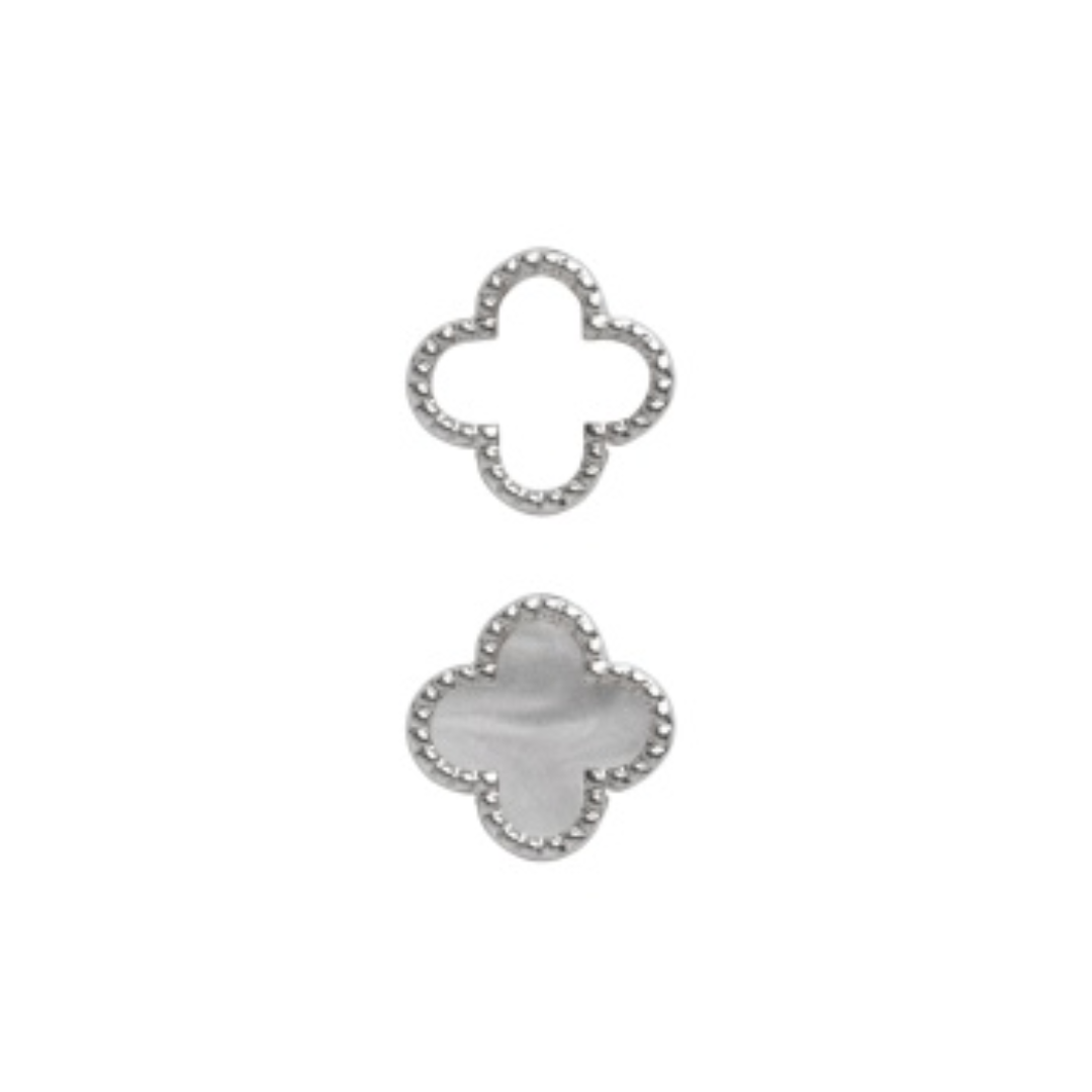 Silver Clover Earrings Set