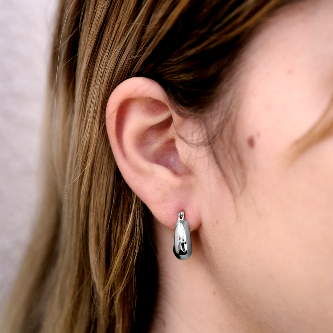 Silver Taper Click Hoop Earrings