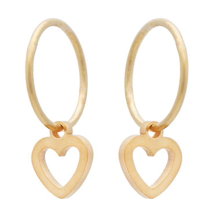 Gold Sleeper + Open Heart Earrings