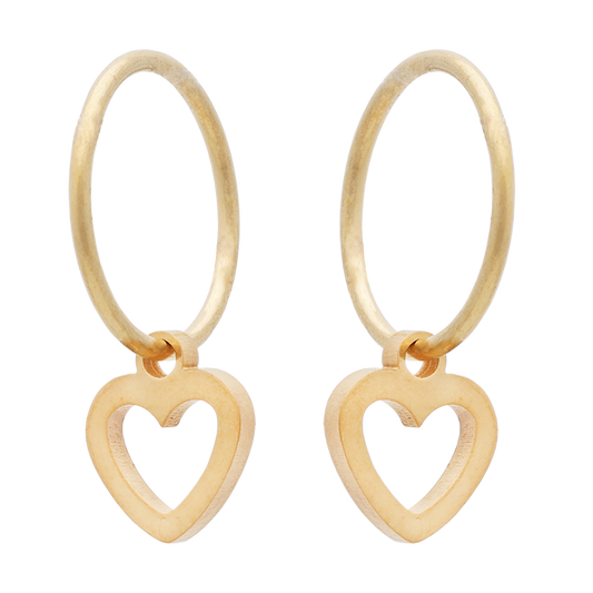 Gold Sleeper + Open Heart Earrings
