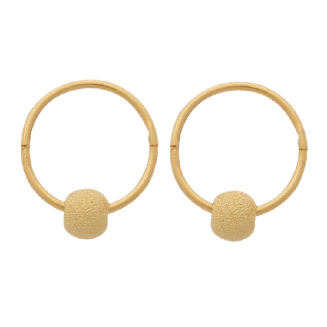 Gold Sleeper + Design Ball Earrings