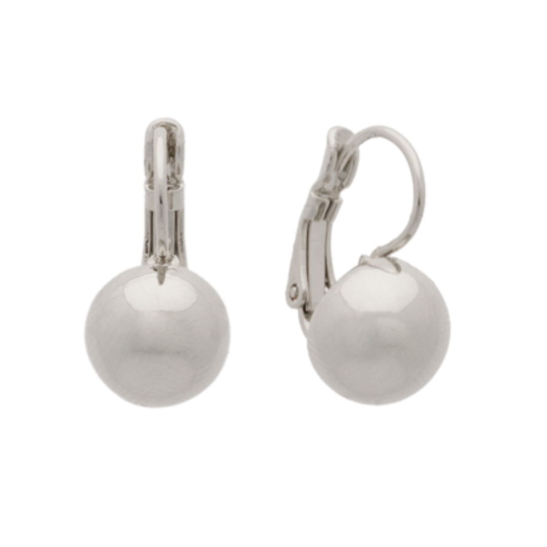 Silver Polished Ball Drop Earrings